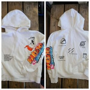 ZARA NATUTO SZ 9-10Y VGUC WHITE NAARUTO hooded Pullover sweatshirt
